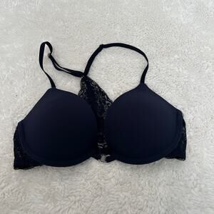 Gilly Hicks VTG Womens Push Em Up Lace Racerback Bra Sz 32C Preppy Casual Soft